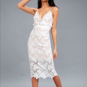 Vienna white lace midi dress